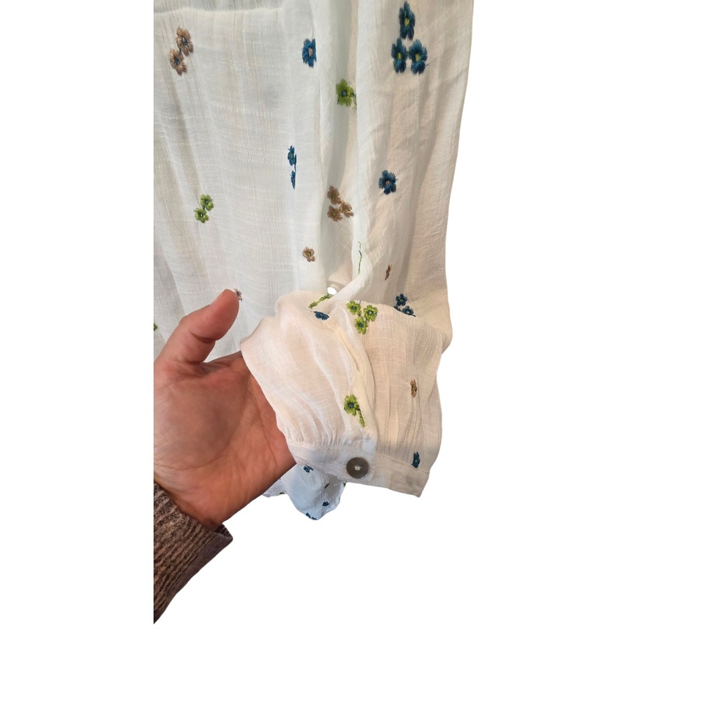 FIGUEROA & FLOWER White Floral Embroidered‎ Button Up Shirt XL - Picture 6 of 11